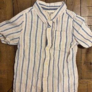Blue and pink striped short sleeve dress shirt